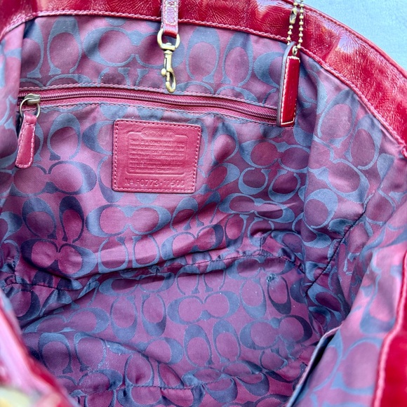Coach Vintage 2007 Gallery East West Laced Tote Red Patent Leather 11500 - Picture 9 of 16